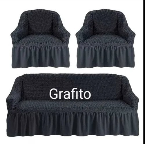 Cubre Sillones Turcos 100% Originales 3+1+1 Gris Grafito