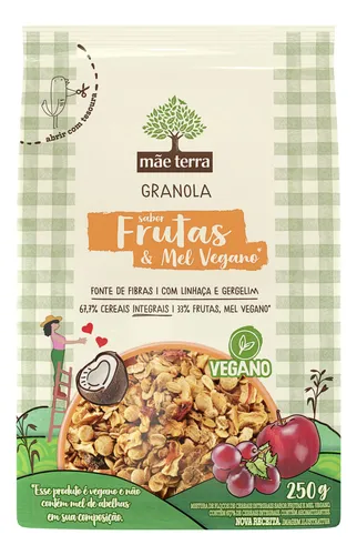 Granola Integral Frutas e Mel Vegano Mãe Terra Pacote 250g