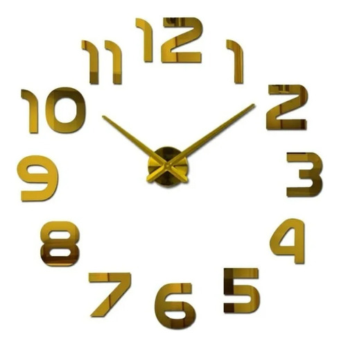 Reloj De Pared Grande Dorado 3d Hogar Decoracion Moderno