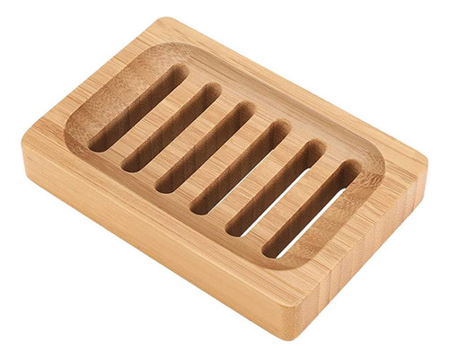 * 2 Juego De Jabonera De Bambú, Bandeja Natural Para 2