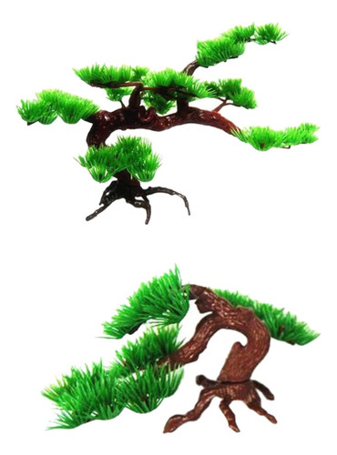Imagen 2 de 10 de 2pcs Miniatura Planta Árbol De Pino Artificial Plástico