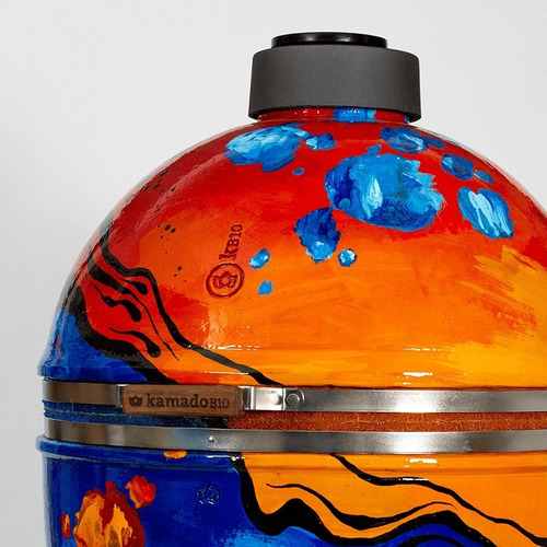 Imagen 4 de 9 de Parrilla Kamado Kb10 Ahumador Grande Azul Art