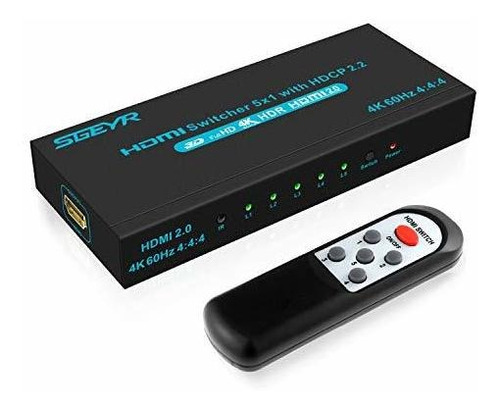 Sgeyr 4k @ 60hz 5x1 Hdmi Switch Hdmi Selector Switch 5 Puert