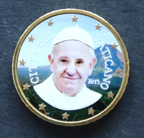 Moneda Conmemorativa Papá Francisco 2015, Color.