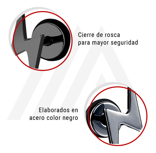 Aros De Acero Mujer Aros Hombre Piercing Rayo Aros Negros