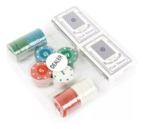 Juego Set De Poker Profesional 100 Fichas Y 2 Mazo De Cartas