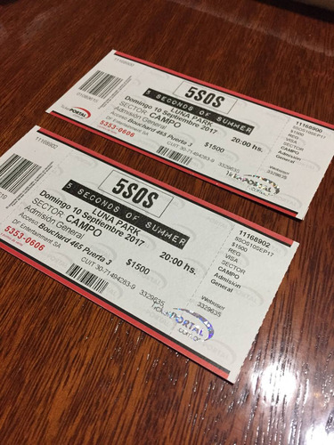 Entradas 5sos Argentina 10 De Septiembre