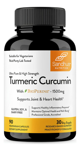Sandhus Turmeric Curcumin Cúrcuma 90 Cap Sabor Sin Sabor