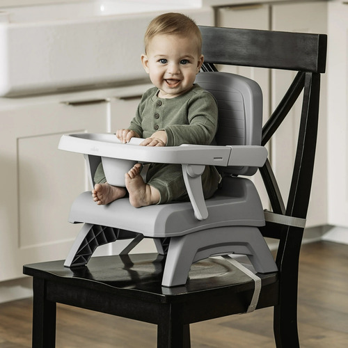 Silla De Comer Booster De Mesa Chicco Bento 3 En 1 Plegable Color Gris