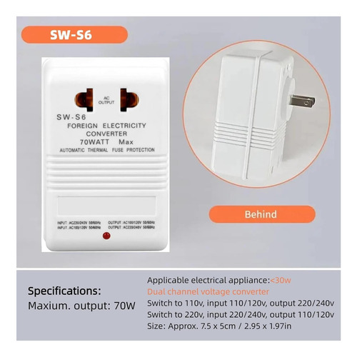 Convertidor De Voltaje De Moncer 70w Pase Y Transformador De