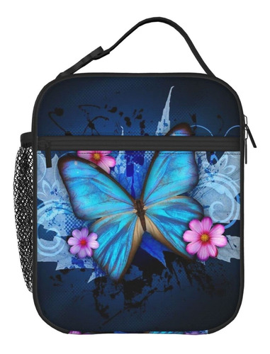 Prelerdiy Lonchera Floral Diseño Mariposa Azul Bolsa Aislada