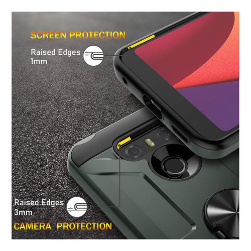 Jeylly Funda Para Lg G6 Con Protector De Pantalla De Vidrio Verde Medianoche.