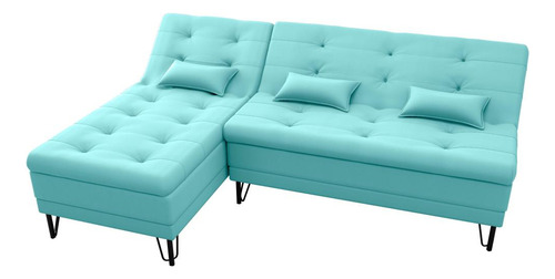 Sofá Cama Com Chaise 3 Lugares 2,00 Mts Nice Matrix Verde