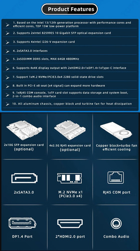 Hkuxzr Firewall Mini Pc, Intel Pentium 8505 Quad Core 10g*2