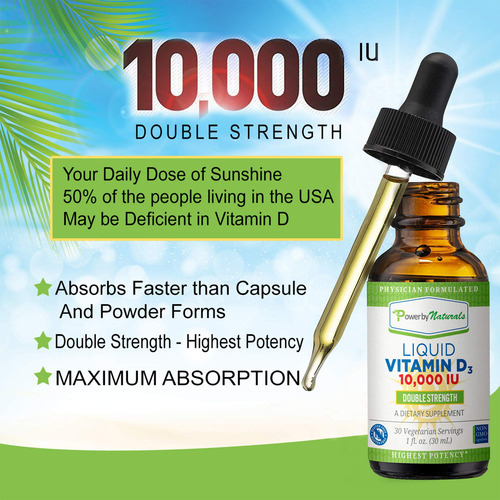 Power By Naturals Vitamina D3 Líquida 10000 Ui 30 Dosis