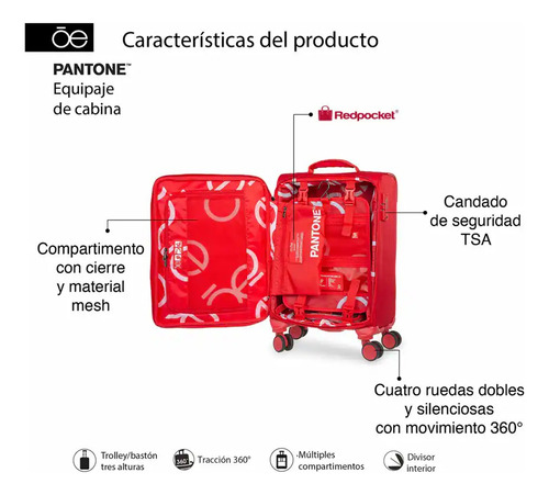 Equipaje Vertical De Cabina 20 PLG Oe X Pantone Roja