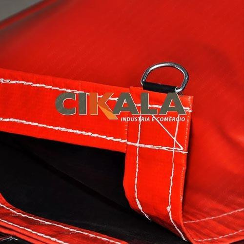 Lona roja para camión, 8 x 6 metros, anillo de PVC con 1/2 carga