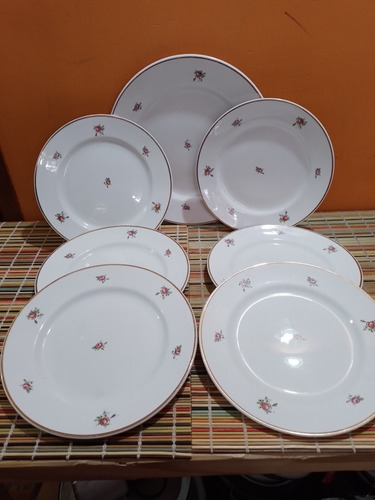 Plato Tortero Y 6 Platos Postre Porcelana Hartford  Art 2260