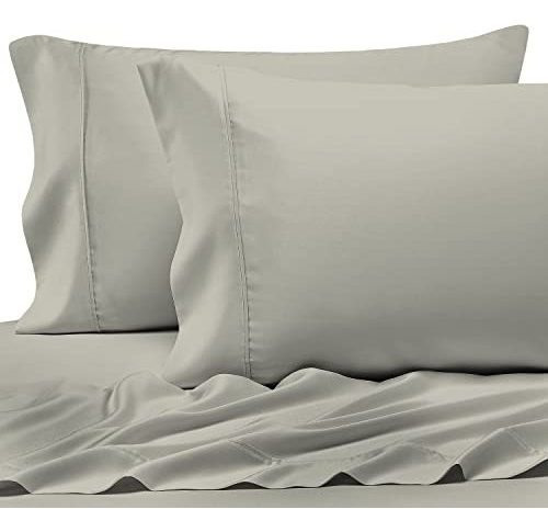 Fundas De Almohada King De Algodon 400 Hilos Color Plateado