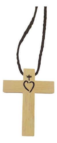 Cruz Madera Souvenirs Cordon Corazon Pintado X 10 Unidades