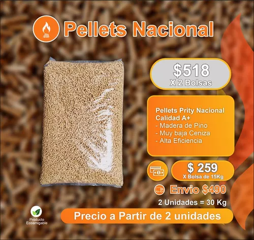 Pellets Prity Calidad A+ Madera De Pino 15 Kg ( X2 Bolsas)