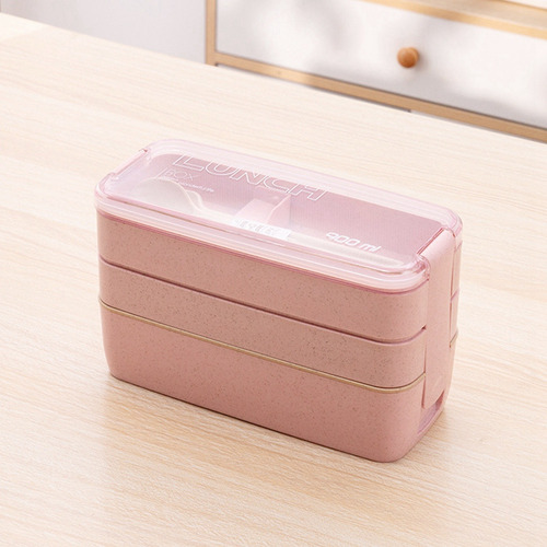 Caja Bento Portátil, Lonchera De 3 Capas, Molde De Paja De T