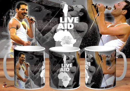 Taza De Ceramica Queen Live Aid 1985 Conmemorativa 4k Art.