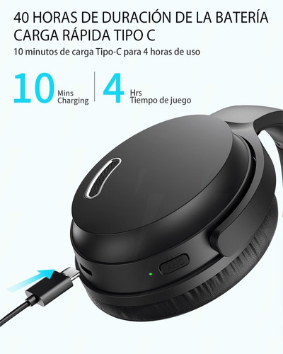 Hroeenoi Auriculares Inalámbricos Bluetooth Con Cancelación Color Negro