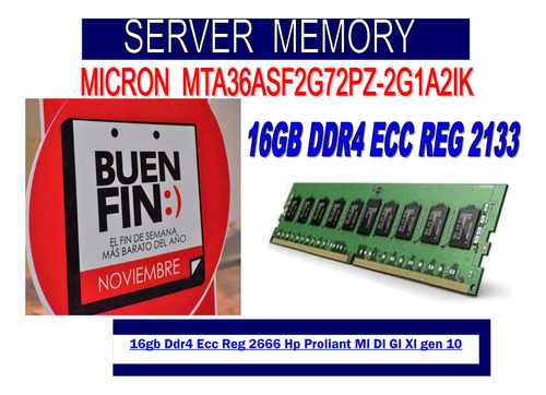 16gb Ddr4 Ecc Reg 2133  Server Hp Proliant Ml Dl Gl Xl Gen10