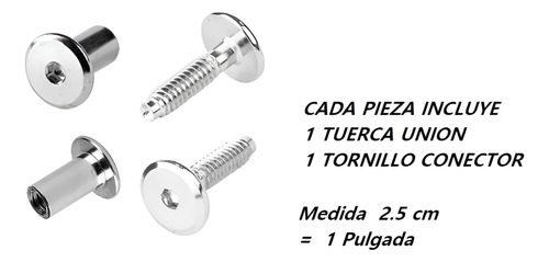 Tornillo Conector Con Tuerca Union Para Muebles 2.5 Cm Rosca