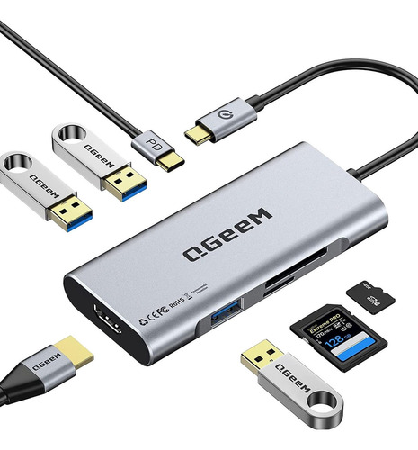 Dockstation Usb Tipoc Hdmi Hub M1 M2 Air Pro 7 Em 1 - Qgeem