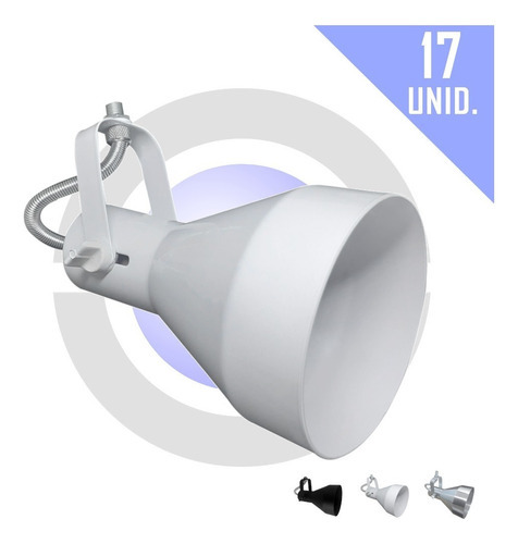 Spot De Trilho Lampada Par30 E27 Direcionavel 17 Unidades Cor Branco 110V/220V