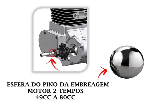 Esfera Do Pino Acionador Embreagem Kit Motor 80cc Motorizada