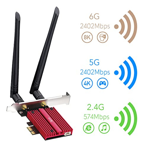 Tarjeta Pcie Inalámbrica Cudy Ax5400 Wifi 6e Para Pc, Blueto