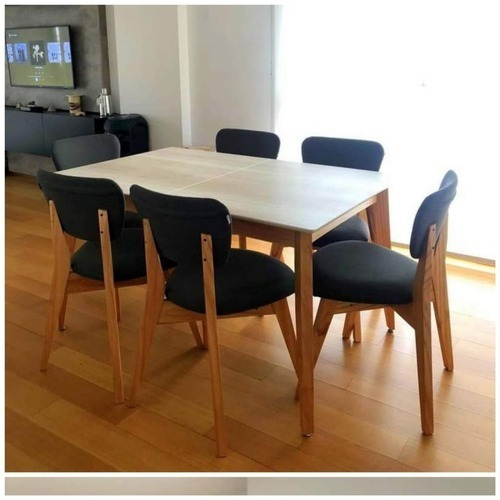 Imagen 3 de 8 de Juego Comedor Mesa Ext 160 200 Patas Maciza Y 6 Sillas Pampa