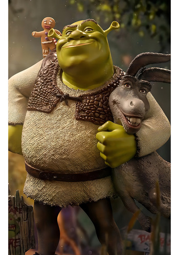 Figura De Acción Shrek, Burro Y El Hombre De Jengibre De Iron Studios Bds Art Scale 1/10