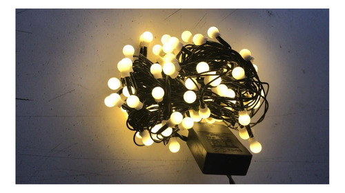 Cordão Led Varal 100 Bolinha 8 Funções F/verde Colorido 110v Luzes Branco Quente