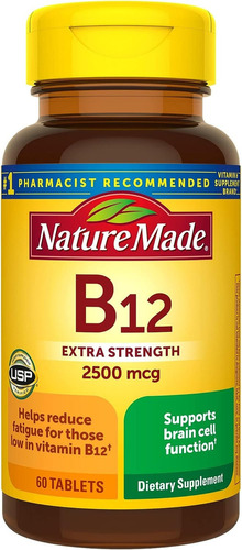 Nature Made Vitamina B12 Extra Fuerte 2500 Mcg 60 Tabletas Sabor No Aplica