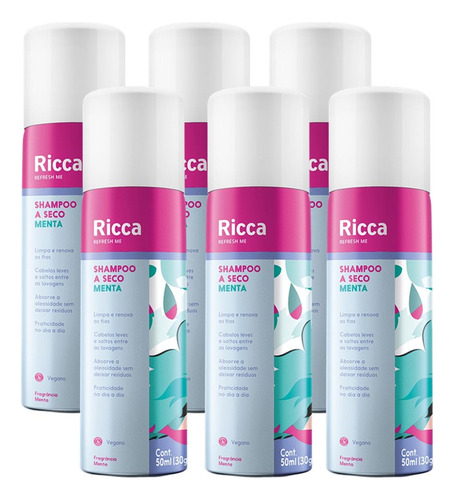 6 Shampoos A Seco Menta Fresca Antioleosidade Ricca 50ml