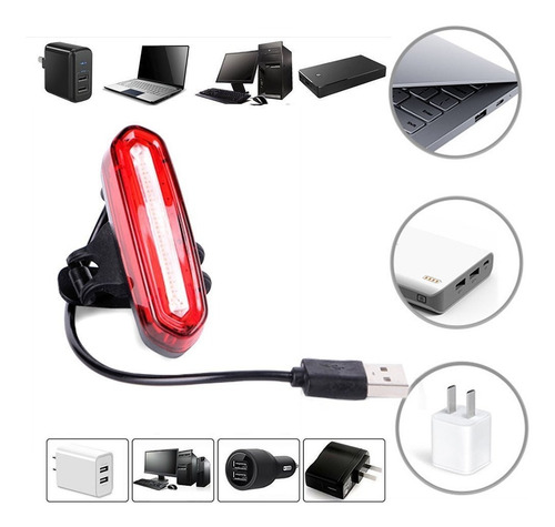 Imagen 4 de 4 de Luz Led Posterior Para Bicicleta Recargable Usb