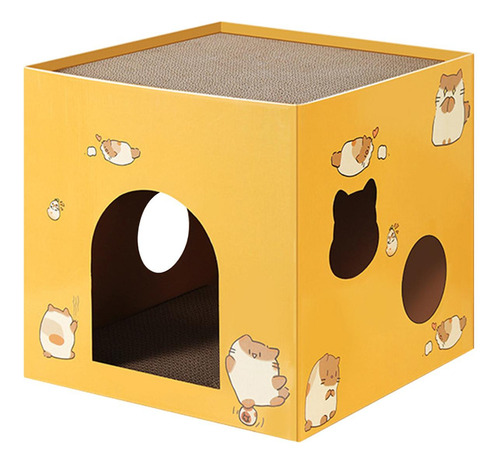 Casa De Gato, Tablero Rascador, Cartón, Caja De Amarillo S