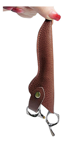 Estuche De Cuero Pu Para Tijeras De 16,5 Cm X 4,5 Cm Marrón