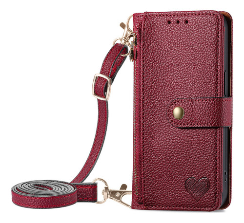 B Funda Tipo Cartera Con Cierre De Piel Tipo Bandolera For