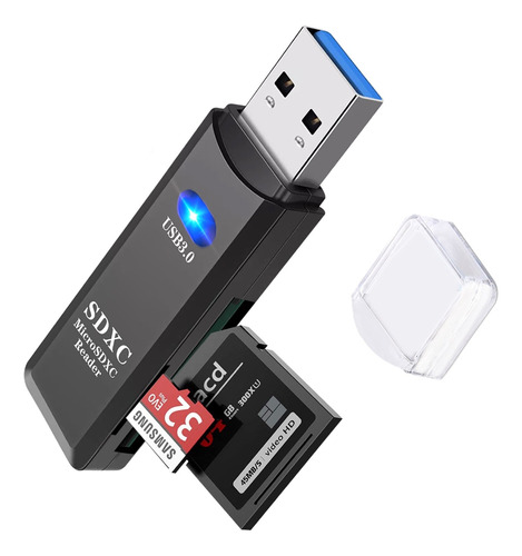 Lector De Tarjetas Sd Tf Con Hub Usb 3.0 De 2 Puertos, Unive