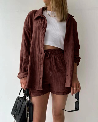 Conjunto De Traje Casual Moderno De 2 Piezas De Manga Larga