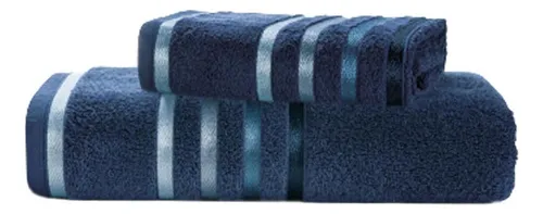 Jogo Toalha Banhão 2pç Fio Penteado 500g/m² Lumina Karsten Cor Azul-marinho