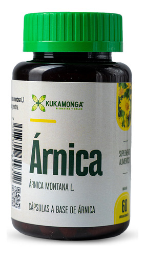 Kit 1 Árnica 60 Cápsulas Com 1 Extracto Ánica 60 Ml Sin sabor 100% Natural Contribuye a el Alivio Muscular y Cuidado de la piel Kukamonga
