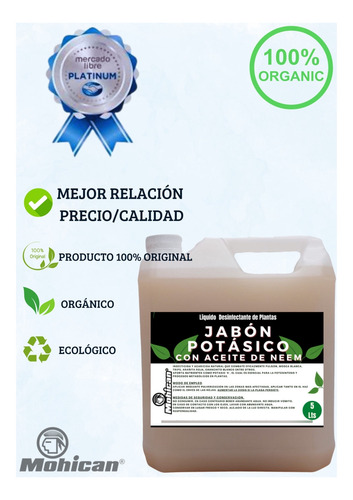 Jabón Potásico Con Neem 5l + Matamaleza Herbicida 1l Mohican