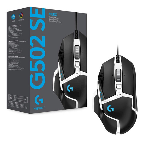 Mouse Gamer - Logitech G502 Hero - Negro/blanco - 16000 Dpi