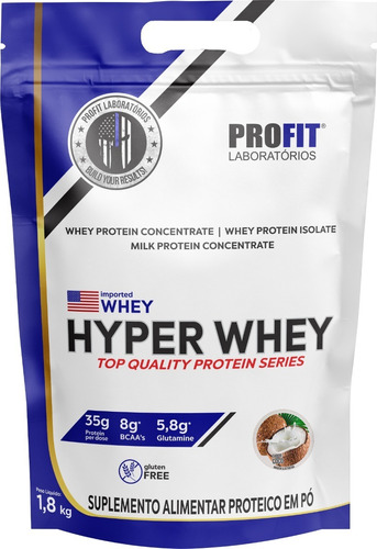 Hyper Whey Protein 1,8kg Isolado E Concentrado - Profit Labs Sabor Coco